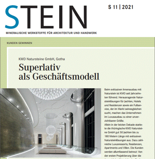 Cover&Beitrag KMD Fachzeitschrift STEIN 11-2021